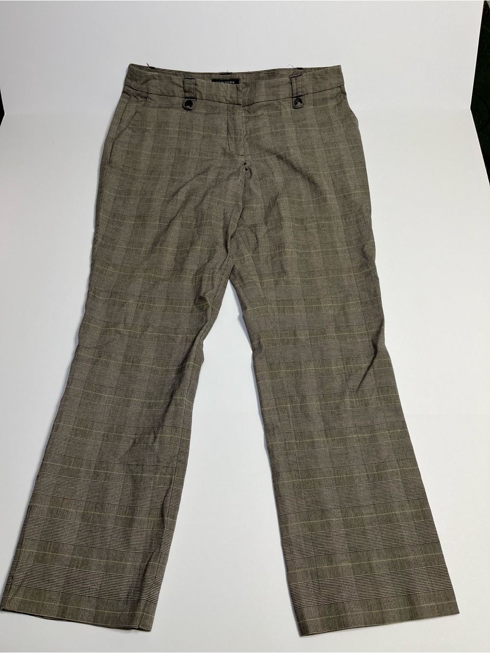 New York & Company Gray Plaid Dress Pants with Subtle Yellow Windowpane - Picture 3 of 4